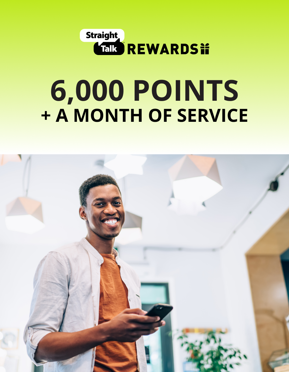 StraightTalk Rewards 6,000 points + a month of service