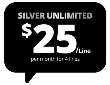 SILVER UNLIMITED $25/Line per month for 4 lines